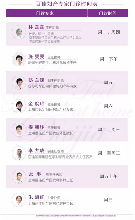 上海百佳妇产医院医生坐诊时间